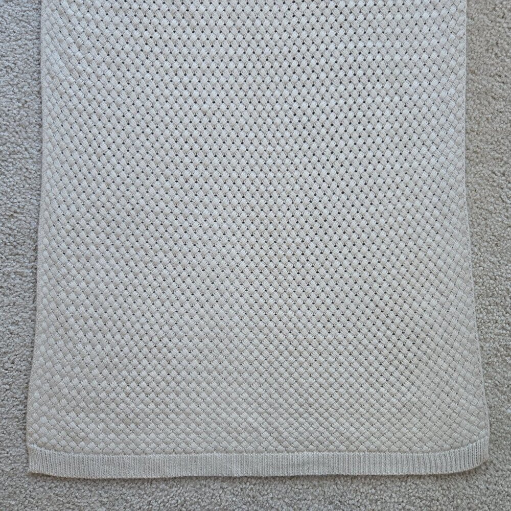 Organic Work Cashmere Basketweave Scarf Natural/Oatmeal - Picture 2 of 12